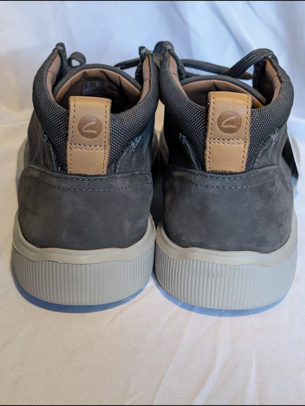 Clarks Men's Nubuck Chukka Boots in Gray with Tan Accents